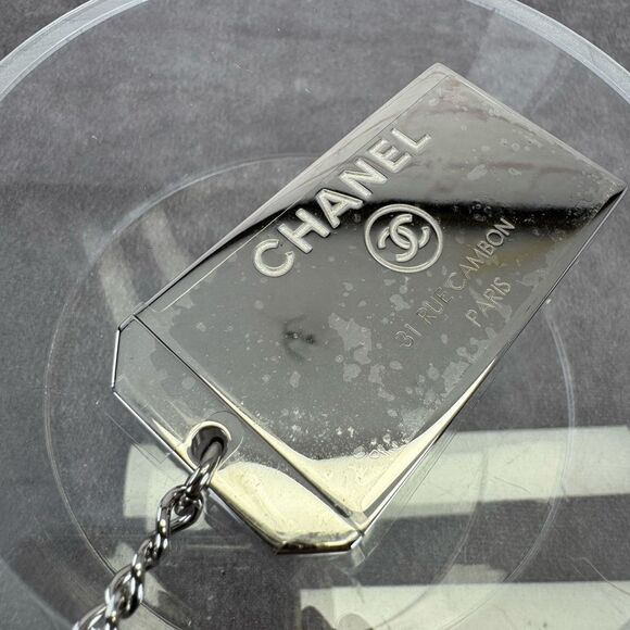 NEW Chanel Metal Mirror Silver Keychain NEW - Picture 2 of 7